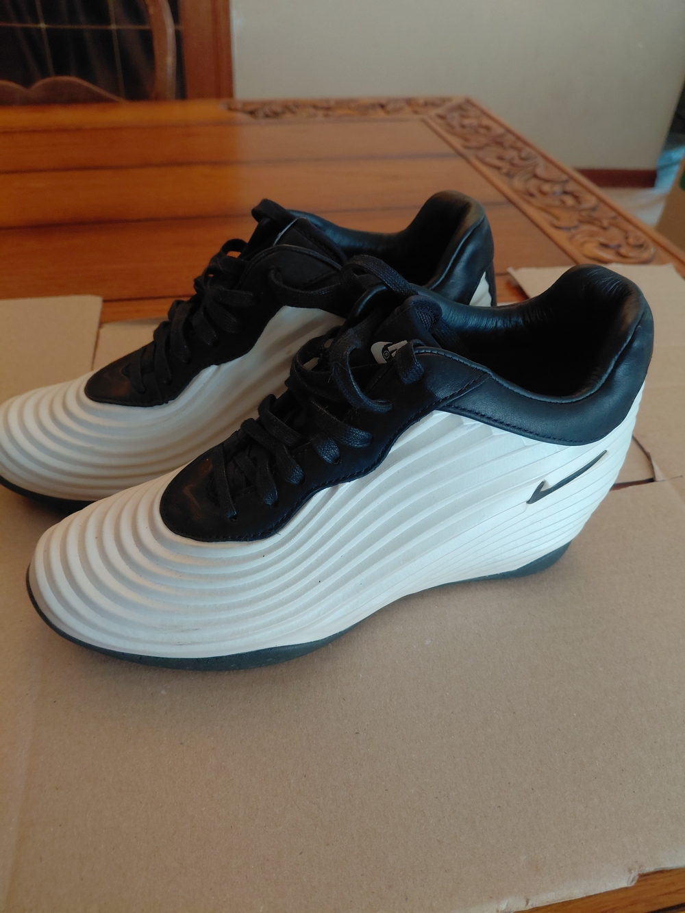 Women's Black and White Athletic Wedge Sneakers